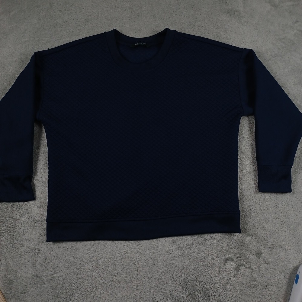 Lauren Ralph Lauren Sweater Womens Blue Large Quilted Casual Pullover Preppy